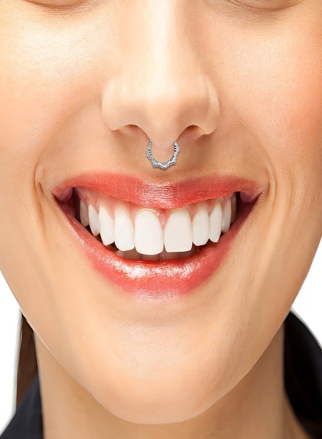 SMLBJUTE 16G Flower Clicker Nose Ring 316L Surgical Steel Hypoallergenic Septum Ring Hoop for Piercing Septum Ear Cartilage (1 Pcs Silvery) - Image 4